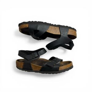 Birkenstock Rio Women’s Size37 6W US Black Leather Birko Flor Strappy Sandals